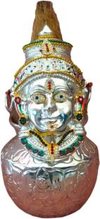 सूजअर्ता Lakshmi Face & Kalash (Combo) Varamahalakshmi Pooja, 6 In Face & 4.5 In Kalash, सिल्वर प्लेटेड कलश