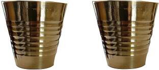 anshraj Brass Glass Pooja Accessories,Glass-Pack of 2 (Small,H-2Inch) Brass Kalash
