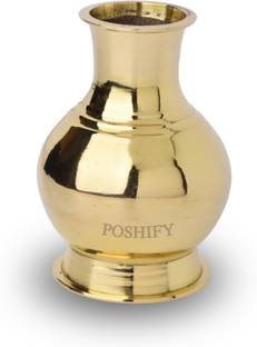 POSHIFY Kalash with Ring Design - Elegant Brass Water Pot for Hindu Puja Brass Kalash