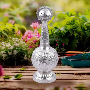Denique Attardani for Pooja Room,Gulab or Rose Fragrance Dani for Home Temple,German Silver Plated Kalash
