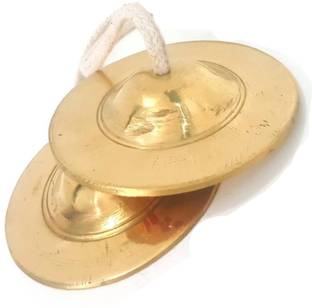 Vaasu online 3 inch Gold polished Taal/ Manjira/ Manjeera/Handtaal Kartal Instrument
