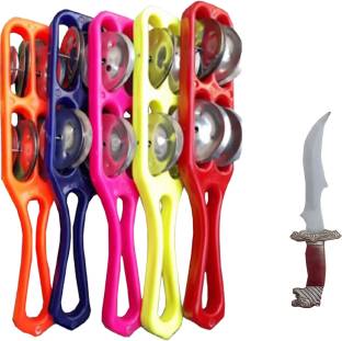 MAMTA 5 PC PLASTIC WITH 1 SMALL KATAR FOR DEVI MAA TEMPLE MULTI COLOR 21X5cm Kartal Instrument