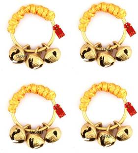 UAPAN Brass Ghungroo Kadi Fingers for Puja Aarti Hand Clapping Ring(yellow, pack of 2) Kartal Instrument