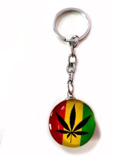 Meeko.com Leaf Bob Marley Glass Key Chain Key Chain