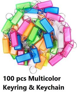 Sansuka 100 pcs Multicolor Keyring & Keychain with Two Side Id Labels Key Chain