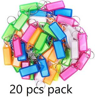 Sansuka 20 - Multicolor Keyring Keychain with Name Tag Labels Two Side Id Label Key Chain