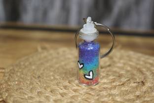 SnipNclip Crafts Colourful Glass Bottle Keychain|| Handmade Gifts for your loved ones Key Chain
