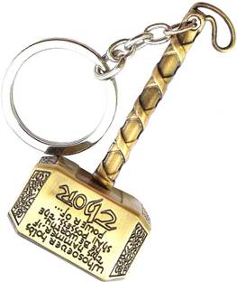 One Point Collections Keyring Keychain Thor Hammer Brass With Wording Metal Key Chain
