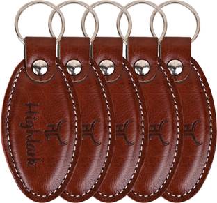 Highlark Best Quality Car & Bike Brown Leather (Set of 5) Key Chain