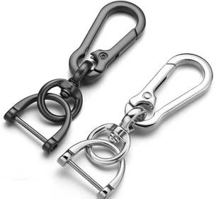 JVCV 2pack Metal Keychain Car Key clip Horseshoe Shape D-Ring Key with Carabiner Key Chain