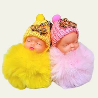 Arodiya Enterprises 2 Pcs Cute Sleeping Doll Key Chain for Gifting Baby Girl, Women, Best Friend | Key Chain