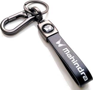 Anexa New Mahindra Logo Leather/Metal Best Quality Car key chain with Hook Key Chain