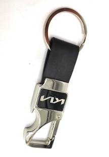 Jdp Novelty Metal Leather Opner Keychain for kiaCars New Logo Black Colour Key Chain