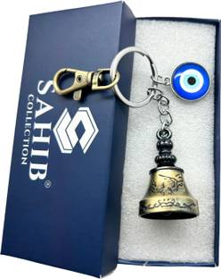 Sahib Collection Green Temple Bell Keychain Tibetan Bell Key Chain with Evil Eye Green Hook Pack1 Key Chain