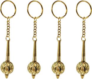 Real Craft Lord Hanuman Gada Mace Keychain Keyring,Set of 4 Key Chain