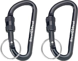 StealODeal Black Carabiner Aluminum with Keyring (Pack of 2) Key Chain