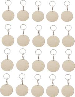 Maitri 20 Pcs Round Shape Key Chains With Ring (50 x 50) mm | MDF Art Key Chain