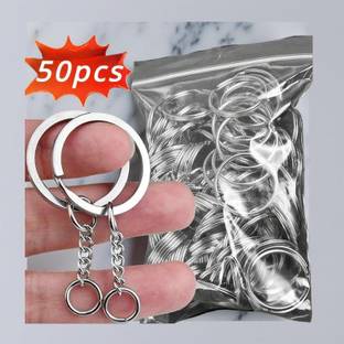 Fanqew 28mm Open Jump Ring Connector Key Key Chain 50 SET Key Chain