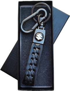JNV Black Leather Keychain Compatible For Vitara Breeza | Swift | Alto | Ertiga Car Key Chain