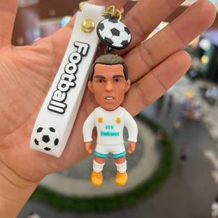 Mubco Ronaldo Real Madrid 3D Keychain | Strap Charm & Hook | Football Player Model Toy Key Chain