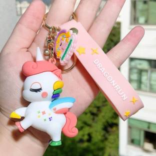 WHITE POPCORN Cute 3D Fairy Unicorn Keychain | Strap Charm & Hook | Key Chain