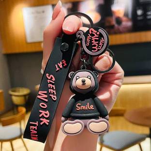 gtrp 3D Teddy Bear Keychain With Charm (Black) Key Chain