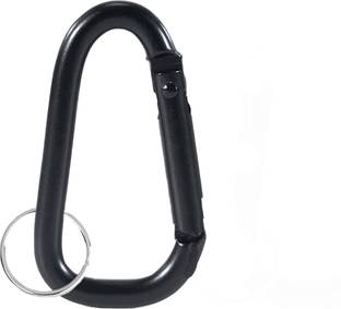 StealODeal Black Aluminum D Shaped Hook with Silver keyring Key Chain