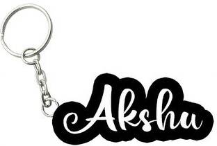 SY Gifts Akshu Black White Name Keychain Key Chain