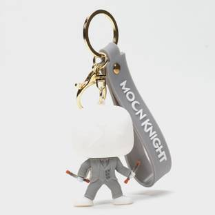 Daiyamondo Super Hero Moon Knight White Box 3D Rubber Keychain With Long Ribbon Marvel Fan Key Chain