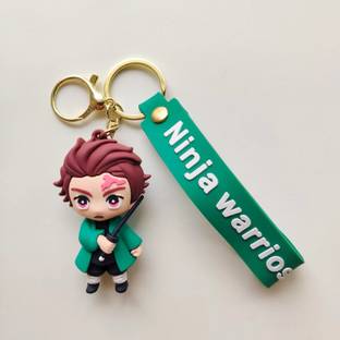 HappierYou Tanjiro Kamado Demon Slayer 3D Silicone Keychain with Belt or Ribbon Key Chain