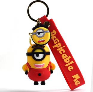 Daiyamondo Despicable Me Red Angry Minion Single Eye With Long Red Ribbon 3D keychain Hook Key Chain