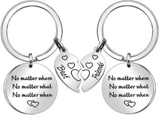 M Men Style 2pcs Best Friends Keychain- No Matter Where BFF Gift KeyS40 Key Chain