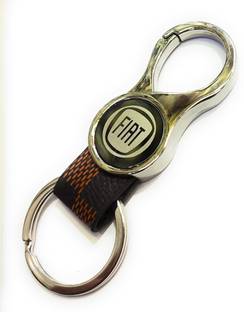 Jdp Novelty Round Shape Leather Metal Keychain for Fiat Car Key Chain