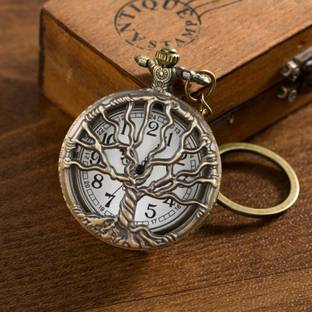 GT Gala Time Antique Tree Pocket Watch Car Bike Home Key Chain Ring Men Women Boy Girl Gift Key Chain