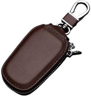 Augen Premium Car Key Case Keyring Zipper Bag Remote Key Fob (Pack of 1) Leather Key Chain