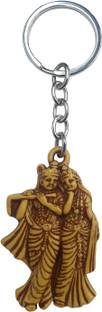 BLESSINGS Radha Krishna Wooden Effect Plastic Key Chain