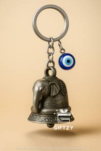 Giftzy Guardian Bell Keyring with Evil Eye Charm for Gifting Safety & Good Luck Ghanti Key Chain