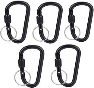 StealODeal Black Carabiner Aluminum with Keyring (Pack of 5) Key Chain