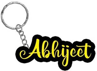 SY Gifts Abhijeet Name Black Yellow Name Keychain Key Chain