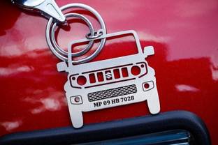 kraftnix Jimny Customizable Engraved Stainless Steel Key Ring With Number Plate Key Chain