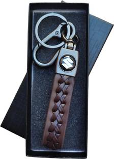 JNV Brown Leather Keychain Compatible With Suzuki Car Key Chain