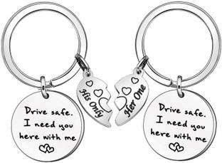 M Men Style 2pcs Drive Safe Keychain Set Couple Gift I need You Here With Me Keyring KeyS48 Key Chain