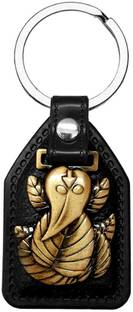Shiv Hari Ganpati Bappa Leaf Green leather Key Chain ShreeKey05 Key Chain