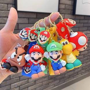 ZQE 3D Super Mario Keychain and Keyrings Set for Bike Car Scooter Luggage Keyrings Key Chain