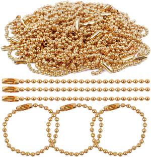 DIY Crafts Golden/Silver Color Ball Chains, Long Bead Connector Clasp Tag Keychain Key Ring Key Chain