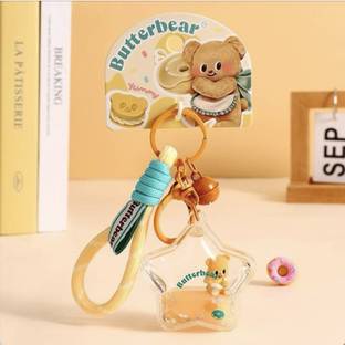 KCH Butterbear Oil Glitter Quicksand Keychain Cute Five-Pointed Star Floating Liquid Key Chain