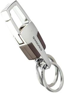 StealODeal Premium Stainless Steel Double Ring Hook Holder (Anti Rust) Car/Bike Keys Key Chain