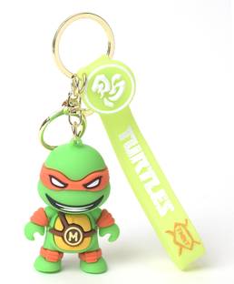 Daiyamondo Teenage Orange Ninja Turtle michaelangelo 3D keychain With Long With Ribbon Key Chain