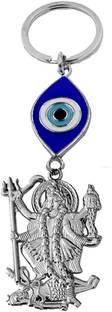AFH Maa Kali Mahakali Evil Eye Silver Keychain for Men and Women Key Chain