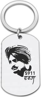 M Men Style Sidhu Moose Wala Silver Stainless Steel Keyring Car Bike SKey2025188 Key Chain